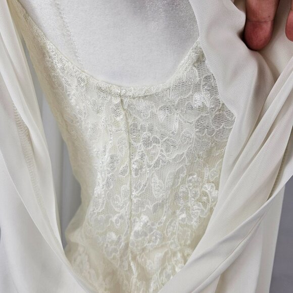 Blouse Top US 4 Ivory Lace Sheer Elegant Overlay Pearl Neck Trim Joseph Ribkoff - Picture 15 of 16